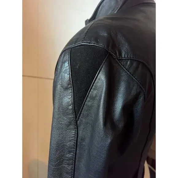 Vintage Leather jacketsnatched corset waste, airbrush Rose Sturgis 50th 1990
